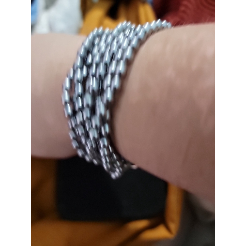 Vogue Bijoux Vintage Signed 8 Strand Beaded Bracelet Pave Rhinestone - Picture 9 of 10